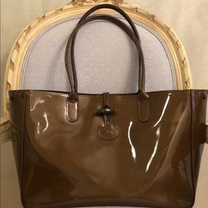 Authentic Longchamp brown patent leather tote🌸